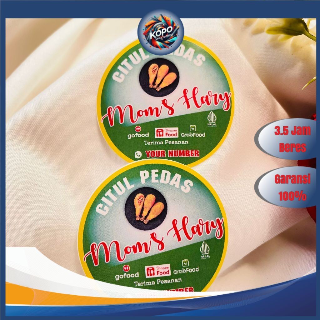 

KOPO 5-8 Stiker Chromo Umkm Cireng Cilok Cibay Sticker Bentuk Bulat Free Desain Label Uk.Sedang Logo