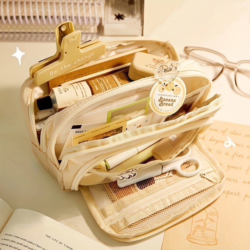 

Large-Capacity Canvas Organizer Plus - Multi-Layer Storage with Durable Zipper and Stylish Colors - Portable Makeup, Storage Bag