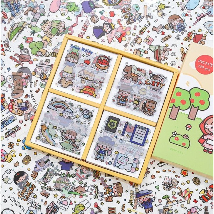 

Mall -martstrong247.id~[PROMO TERLARIS] 【1box】Sticker Aesthetic Stiker Buku Diary Tumbler Botol Lucu - fairy tale