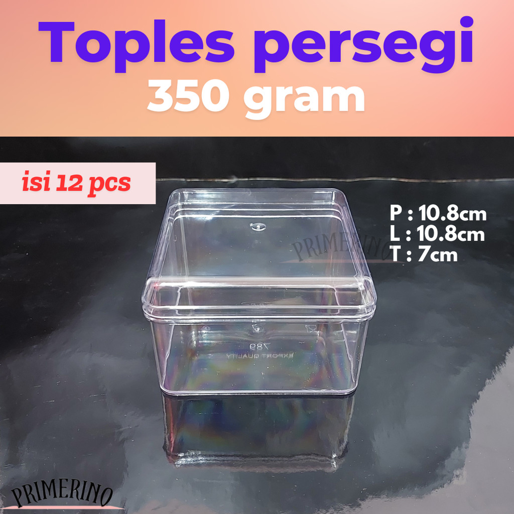 Toples Kue Persegi 350 gram (12 pcs) Toples Kue Kering 350 gr Stoples Kotak Toples Nastar Lebaran De