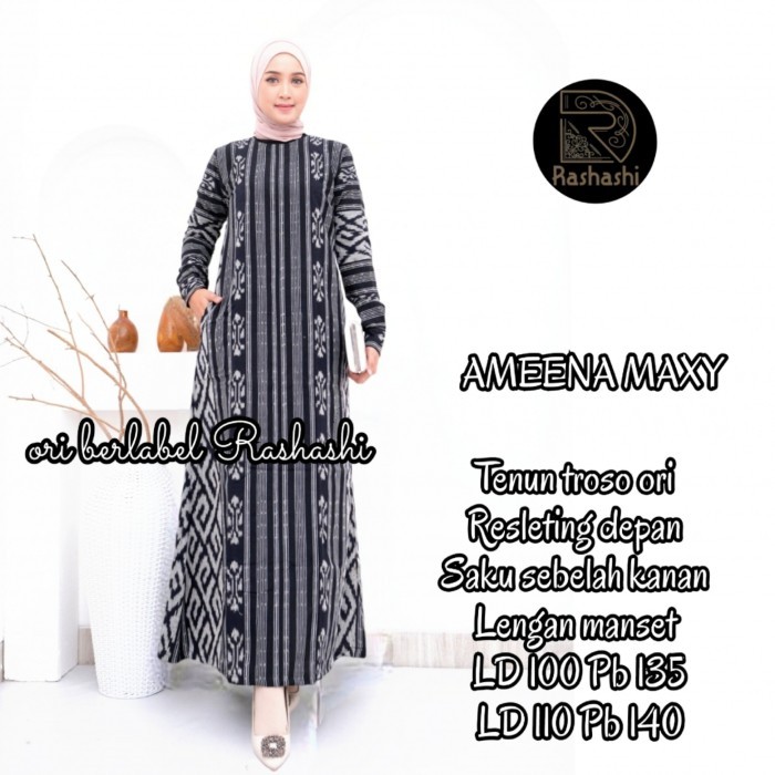 ✨VN.KIA✨ - SALE gamis tenun troso jepara couple Resleting depan busui baju lebaran ori - no 1, L