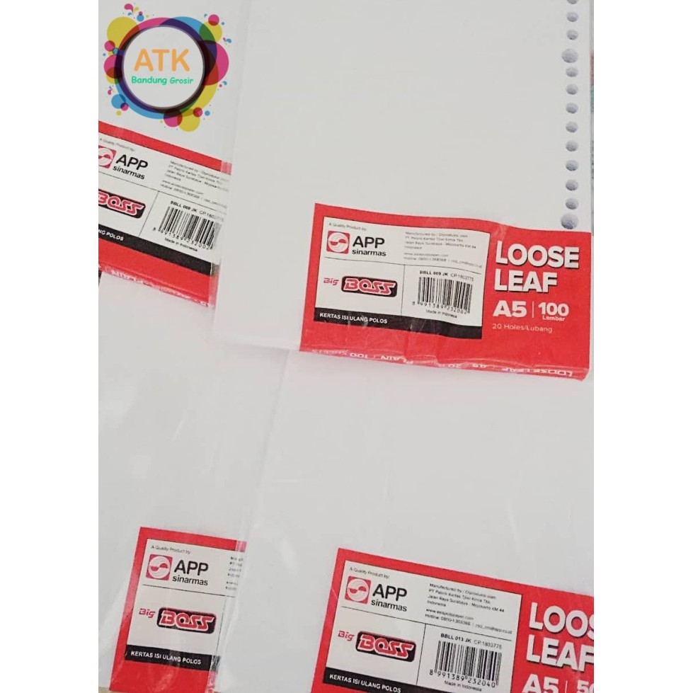 

Kertas Binder Big Boss Loose Leaf Polos Plain A5 100 Lembar