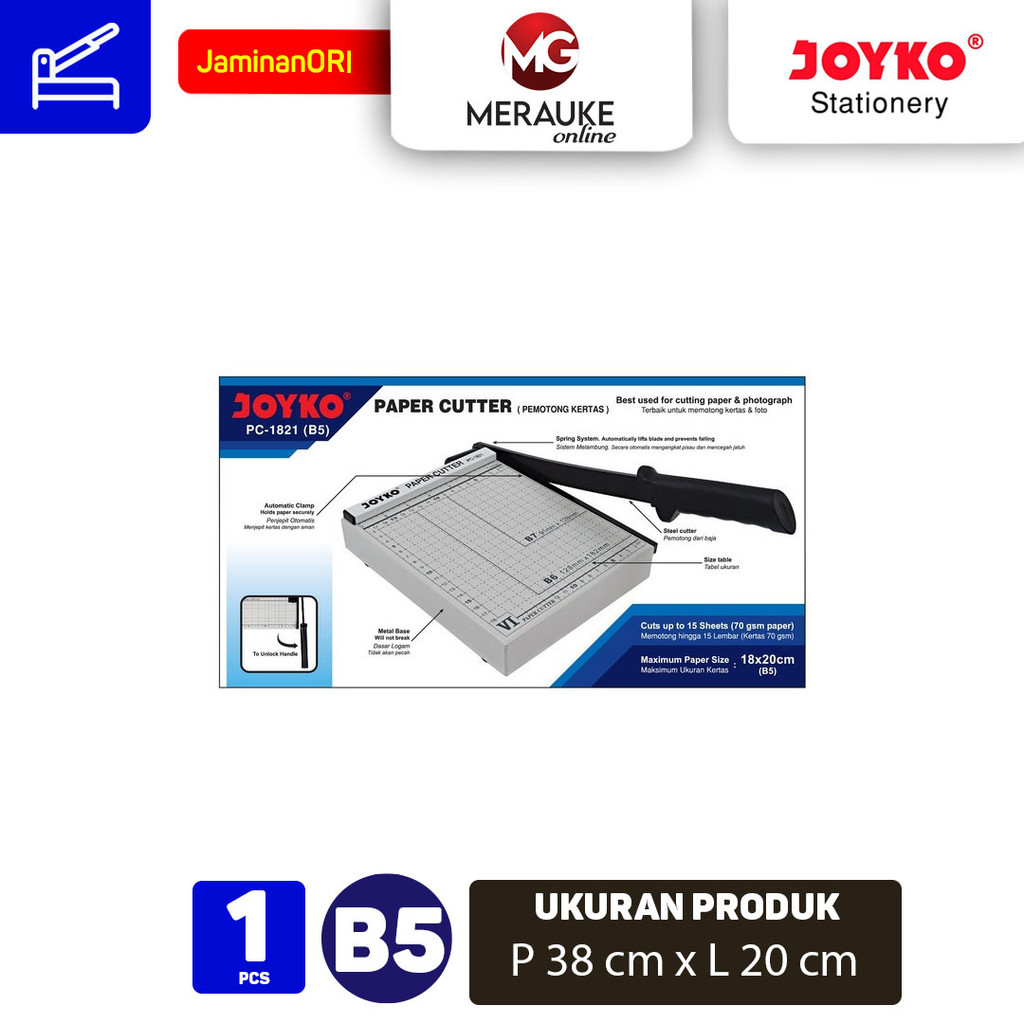 

JOYKO Paper Cutter / Pemotong Kertas Ukuran B5 PC-1821