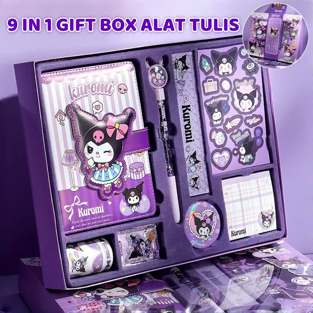 

9 IN 1 GIFT BOX ALAT TULIS/Set Notebook Agenda Set Alat Tulis Gift Box Hadiah Notebook Penggaris Sticker Memo