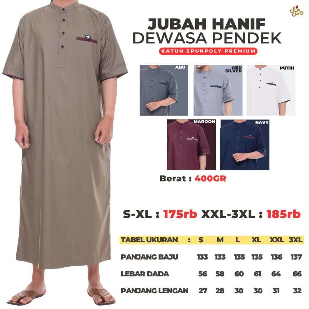 [HOT NEW] Baju Gamis Jubah Hanif Muslim Laki Laki Pria Dewasa Kasual Bahan Katun Premium Elzatta Ter