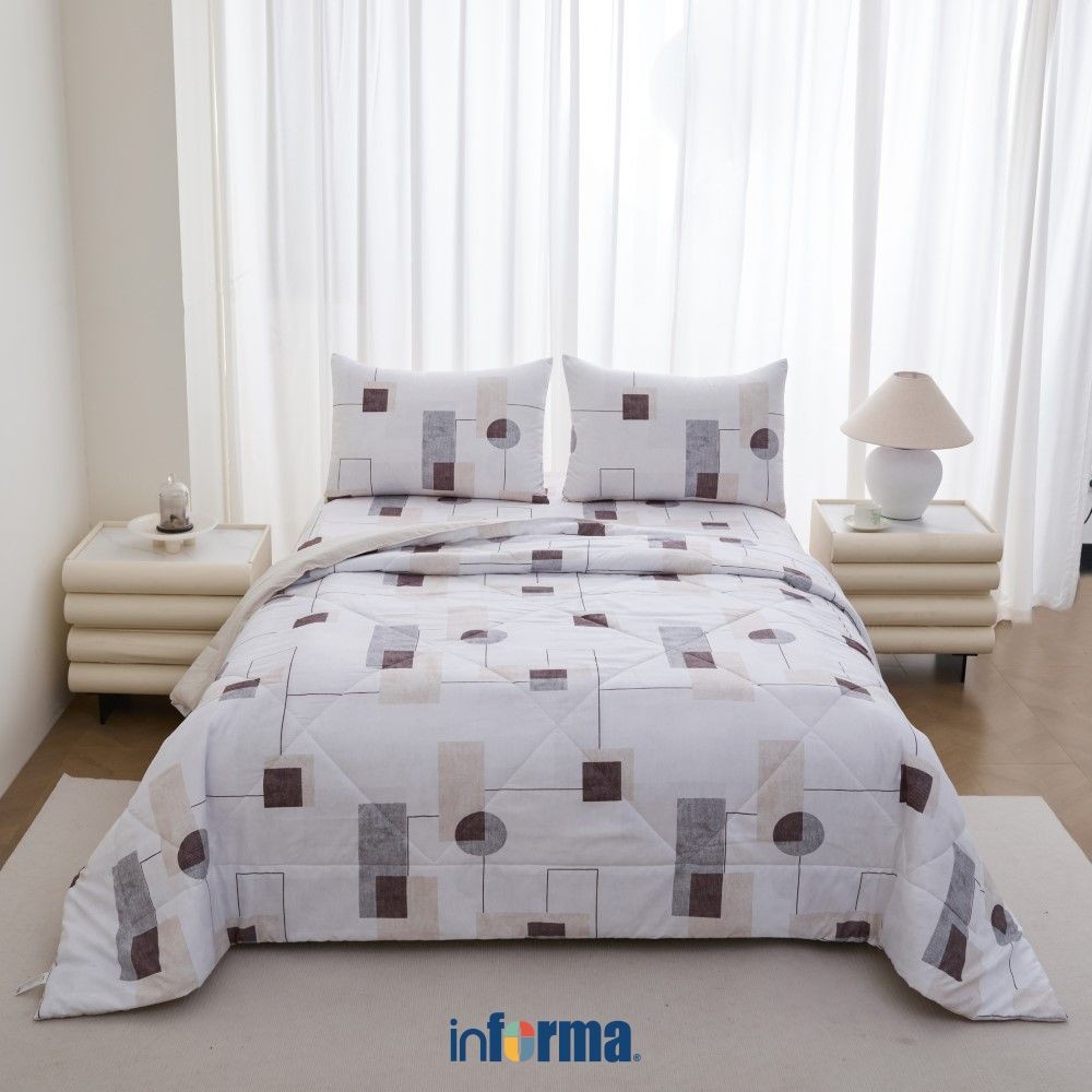 Informa Set Seprai Microfiber Print Welby King Queen Single 180X200 160X200 120X200 Seprai Microfibe