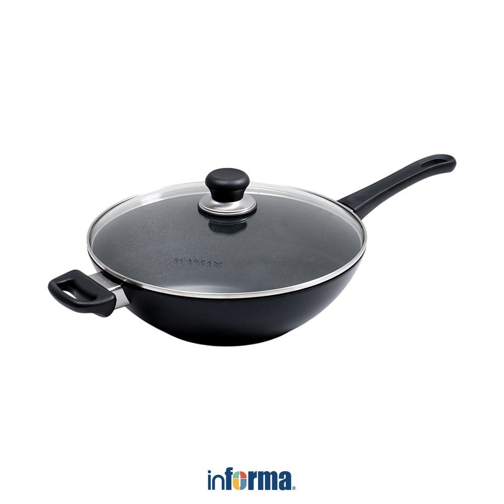 Informa Scanpan 30 cm Classic Wajan Wok Dengan Tutup - Hitam Frypan Pan Masak Teflon Penggoreng Alat
