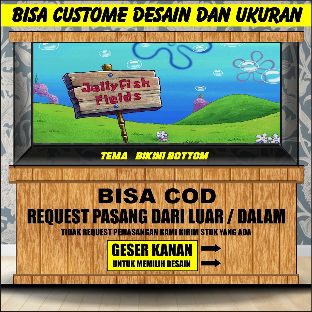 Stiker Wallpaper Background Belakang Aquarium 3D Tema Gambar  BIKINIBUTTOM
