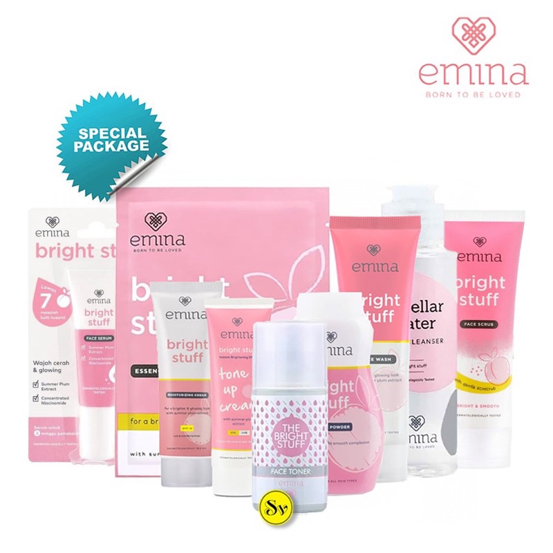 Emina Bright Stuff - Face Wash Toner Bright Stuff Serum Emina Tone Up Cream Face Wash Acne Prone Moi