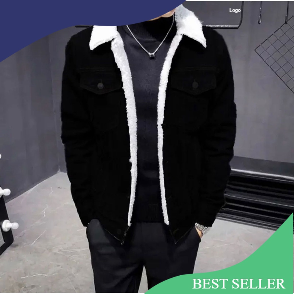 JACKET JEANS SHERPA JACKET DENIM BULU PRIA DAN WANITA TERLARIS BIKER DILAN SHERPA/ Spesial