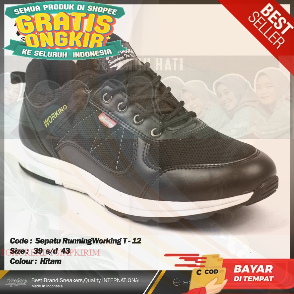 Sepatu Sneakers Working Jogging Code T-12 Size 38 - 43 Import Asli Snekers Pria Sneaker Cowok Sniker