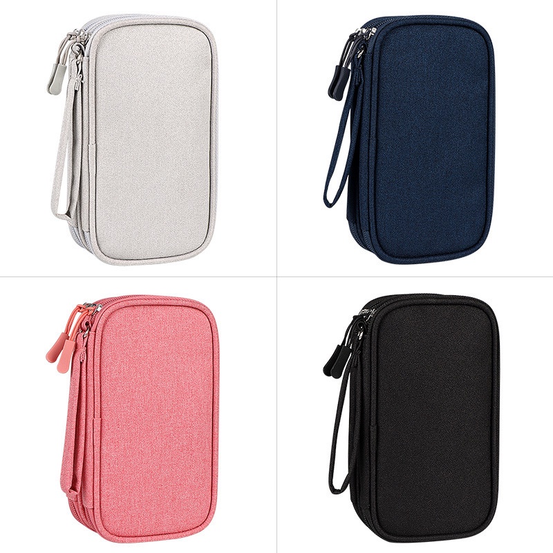 [FS] Tas Gadget Double Layer Organizer Pouch Canvas Kabel Hp Powerbank Waterproof