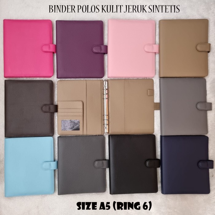 

BINDER POLOS KULIT JERUK SIZE A5 RING 6 - Hitam