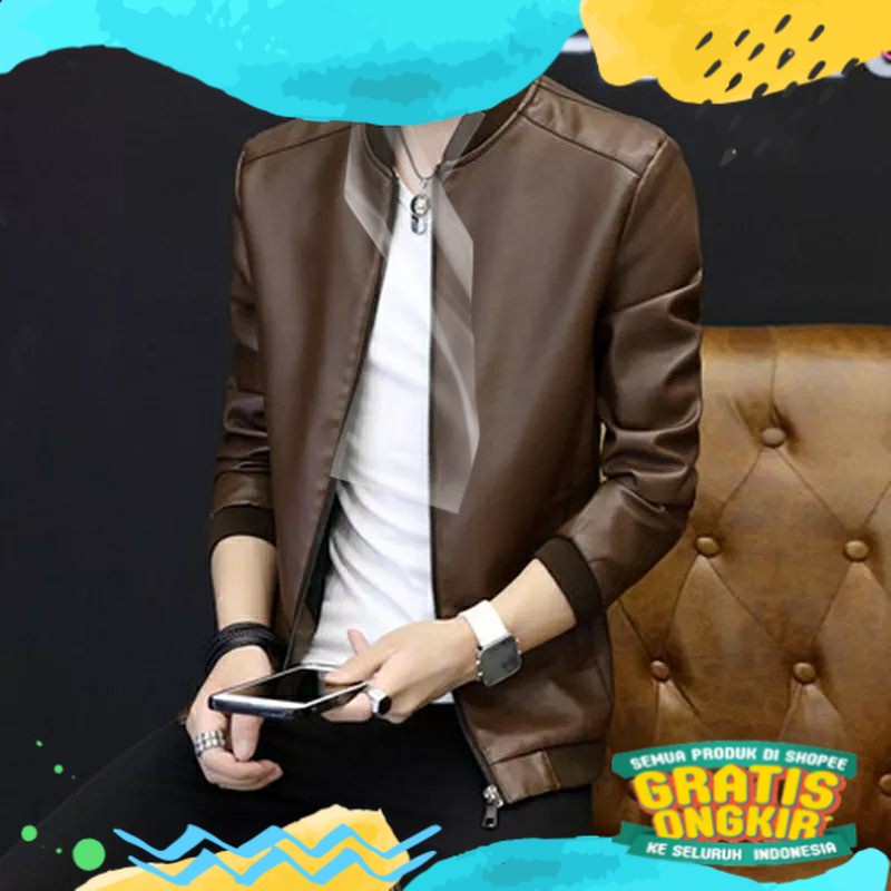 (NEW TREN) Jaket Kulit Asli Pria Silverstone RFLA Ariel Noah size jumbo  3XL  4XL  5XL/ Hangat sage