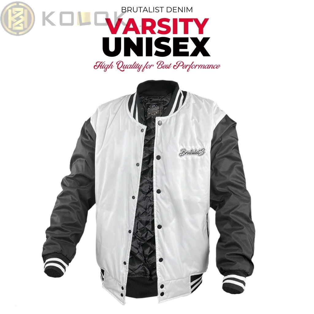 Jaket Baseball Varsity jacket Pria Wanita Varity Apliksi Hitam Putih