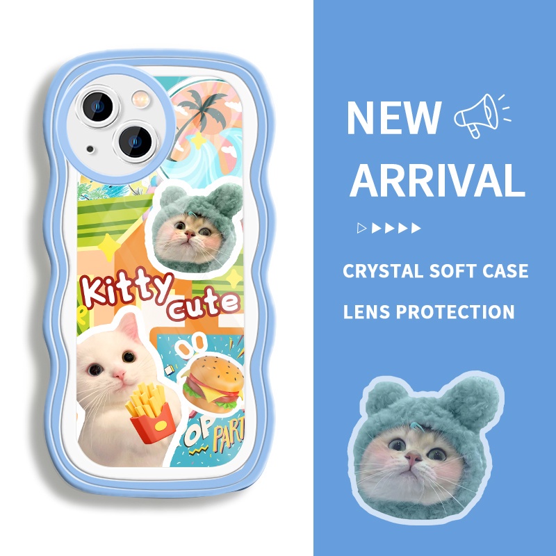 Case hp For iPhone 14 Plus 13 13 Pro 13 Pro Max 13 mini 14 14 Pro 14 Pro Max Burger Kucing Musim Pan