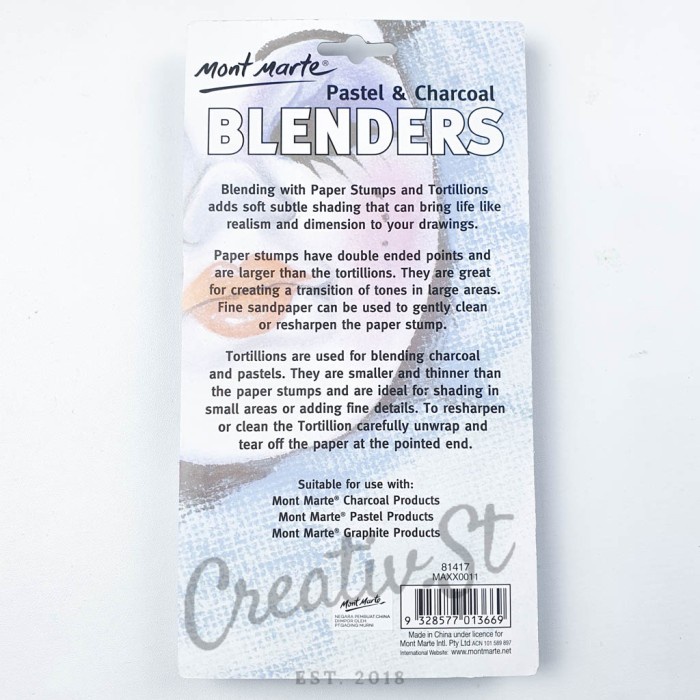 

Mont Marte Pastel & Charcoal Blender Paper Stump Tortillion Dusel 7 PC