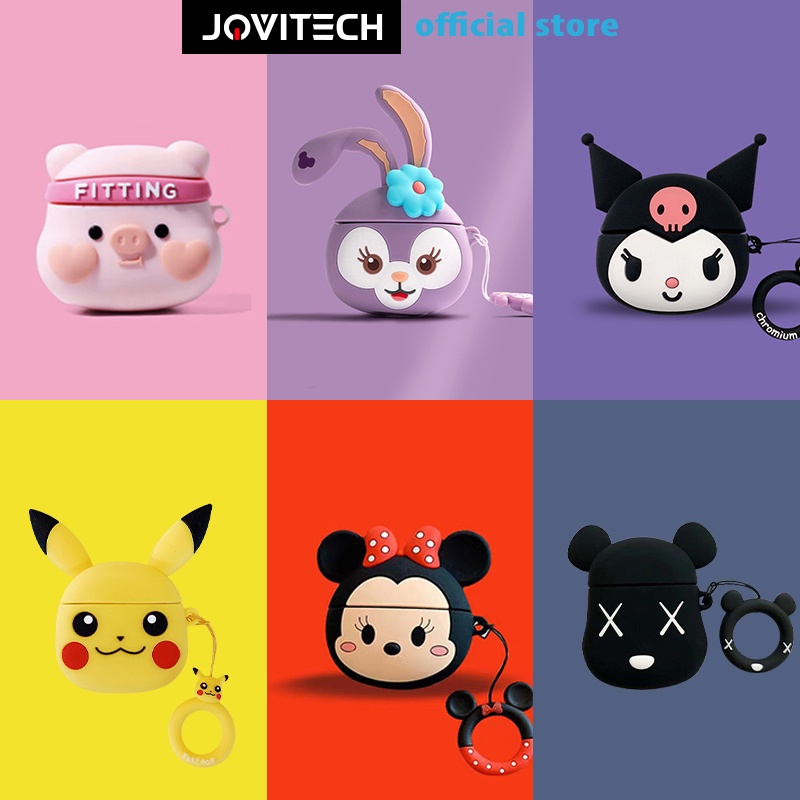 Bluetooth 【COD】Jovitech  i12 Headset Bluetooth Casing Cartoon Case Headset Protective Cover Silicone