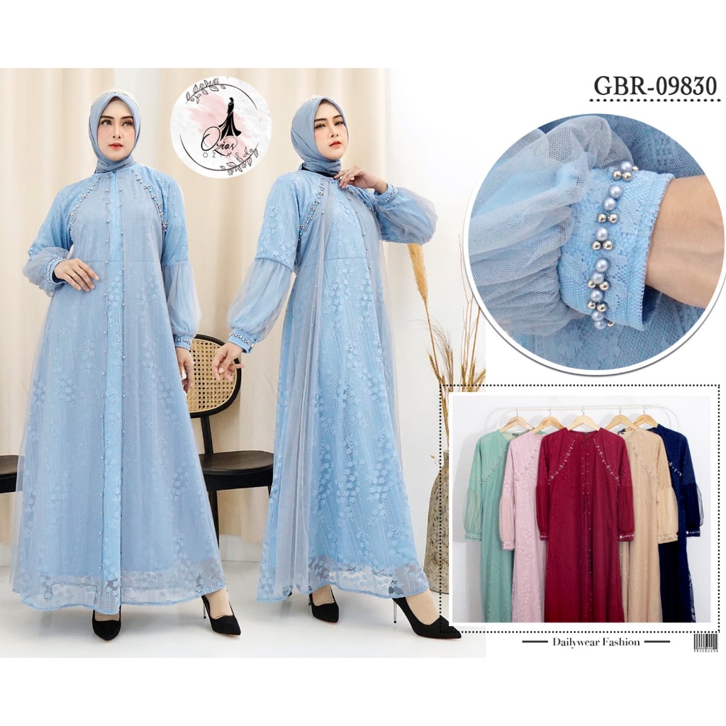 DRESS PESTA PREMIUM BROKAT GARDEN LACE 09830 I Gamis Muslimah Simpel