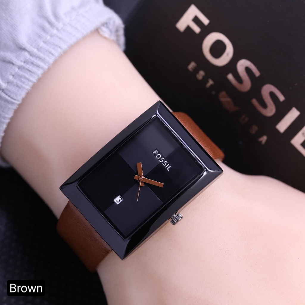 BISA COD Jam Tangan Wanita Fashion fossil Kulit Tanggal Aktif water reistan