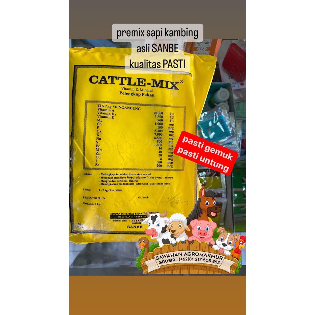penggemuk sapi cattle mix mineral premix super kambing kuda domba babi pedet cempe penggemukan vitam