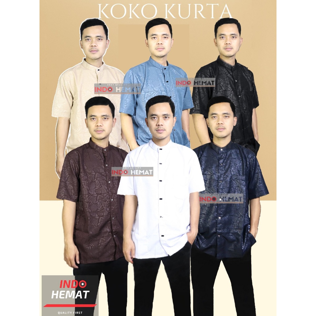 Baju Kurta Embos Koko Premium Motif Sultan Tangan Pendek, Koko Pria Berkelas Kasual
