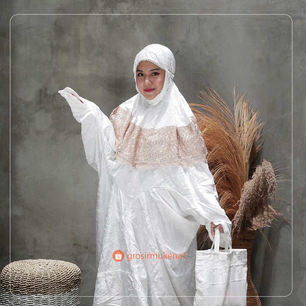 mukena dewasa mukena jumbo mukena lajuran mukena sutra mukena sutera prada mukena bordir  mukena sut