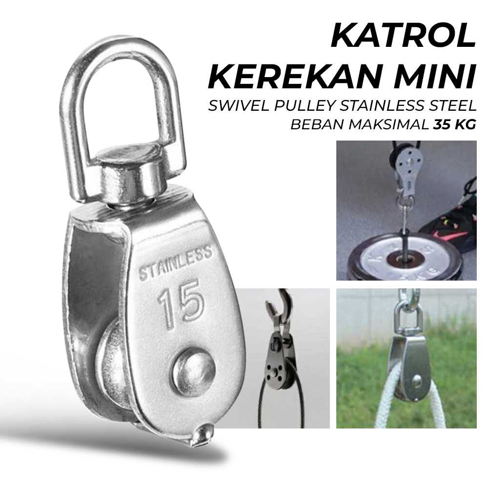 Katrol Kerekan Mini Serbaguna Swivel Pulley Stainless Steel - Kerekan Sumur - Katrol Mini