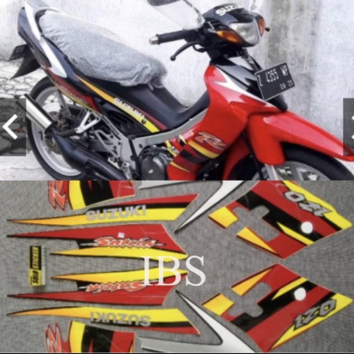 STRIPING LIS ORI SATRIA HIU MALAYSIA 120 MERAH HITAM POLET LIS BODY