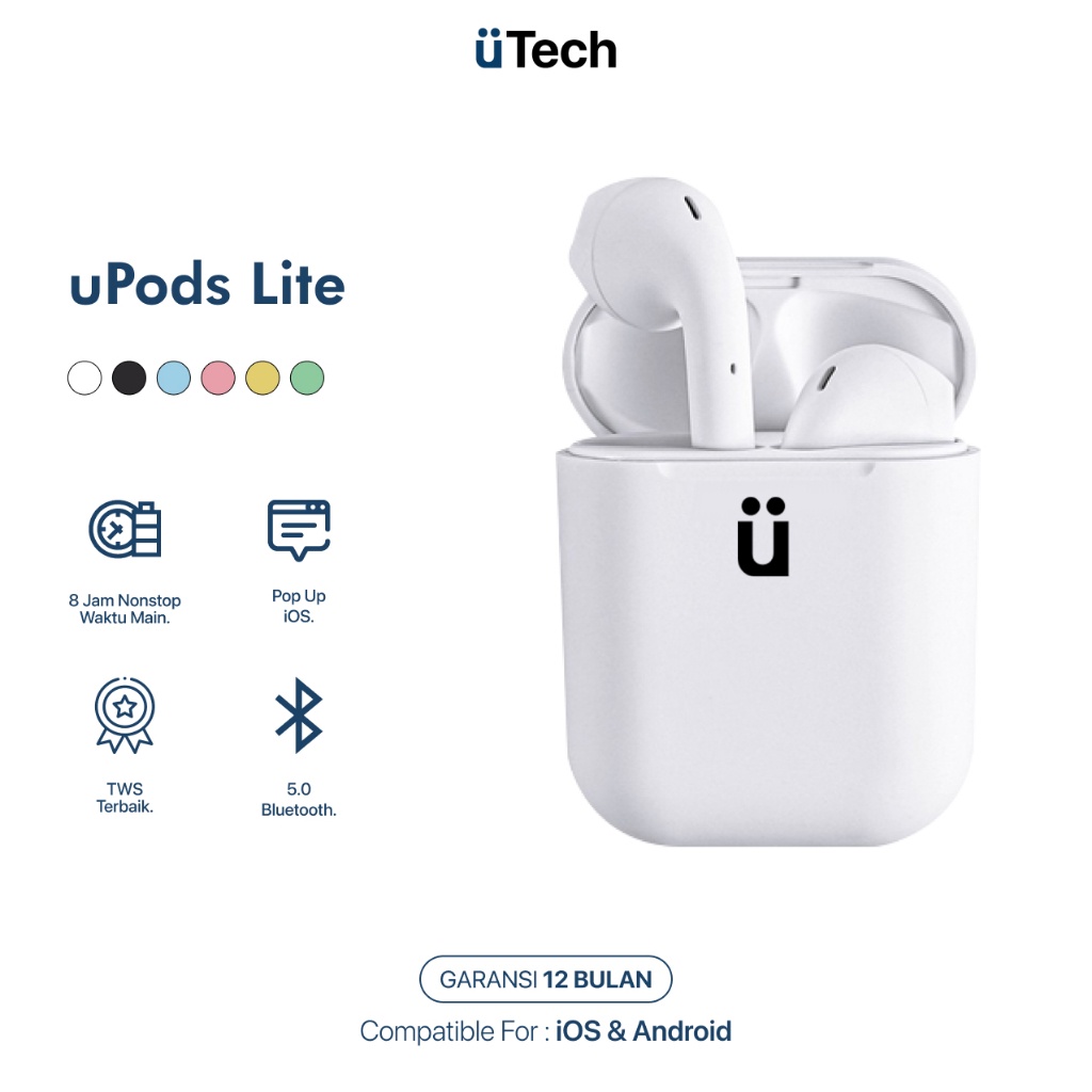 COD [BEST SELLER] uPods Lite 2023 Headset Bluetooth Inpods 12 Macaron True Wireless Stereo Earphone 