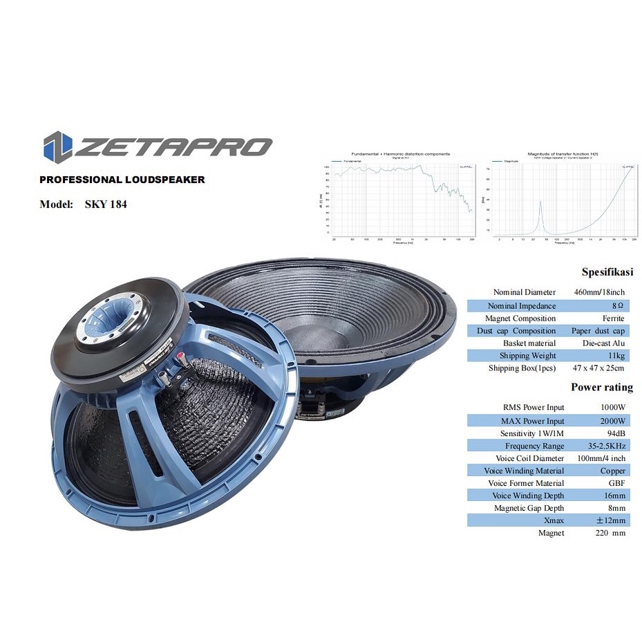 SPEAKER KOMPONEN ZETAPRO 18 INCH SKY 184 Speaker Zetapro SKY184 18Inch