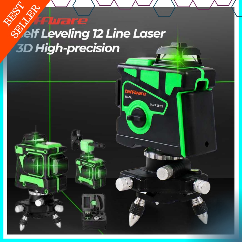 IP77 Hilda Mesin Self Leveling 12 Line Laser 3D High-precision axis vertical maupun horizontal Taffw