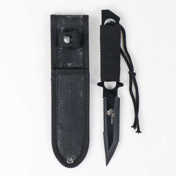 [GJ] Pisau Lipat Bayonet Survival Outdoor Camping Tactical Stainless Steel - hitam sarung