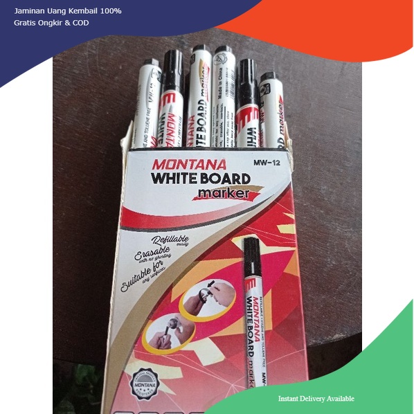 

(1box)Spidol Whiteboard Marker Montana Hitam Biru merah / spidol bisa dihapus / spidol isi ulang MURAH GROSIR ATK BUKU BOLPEN