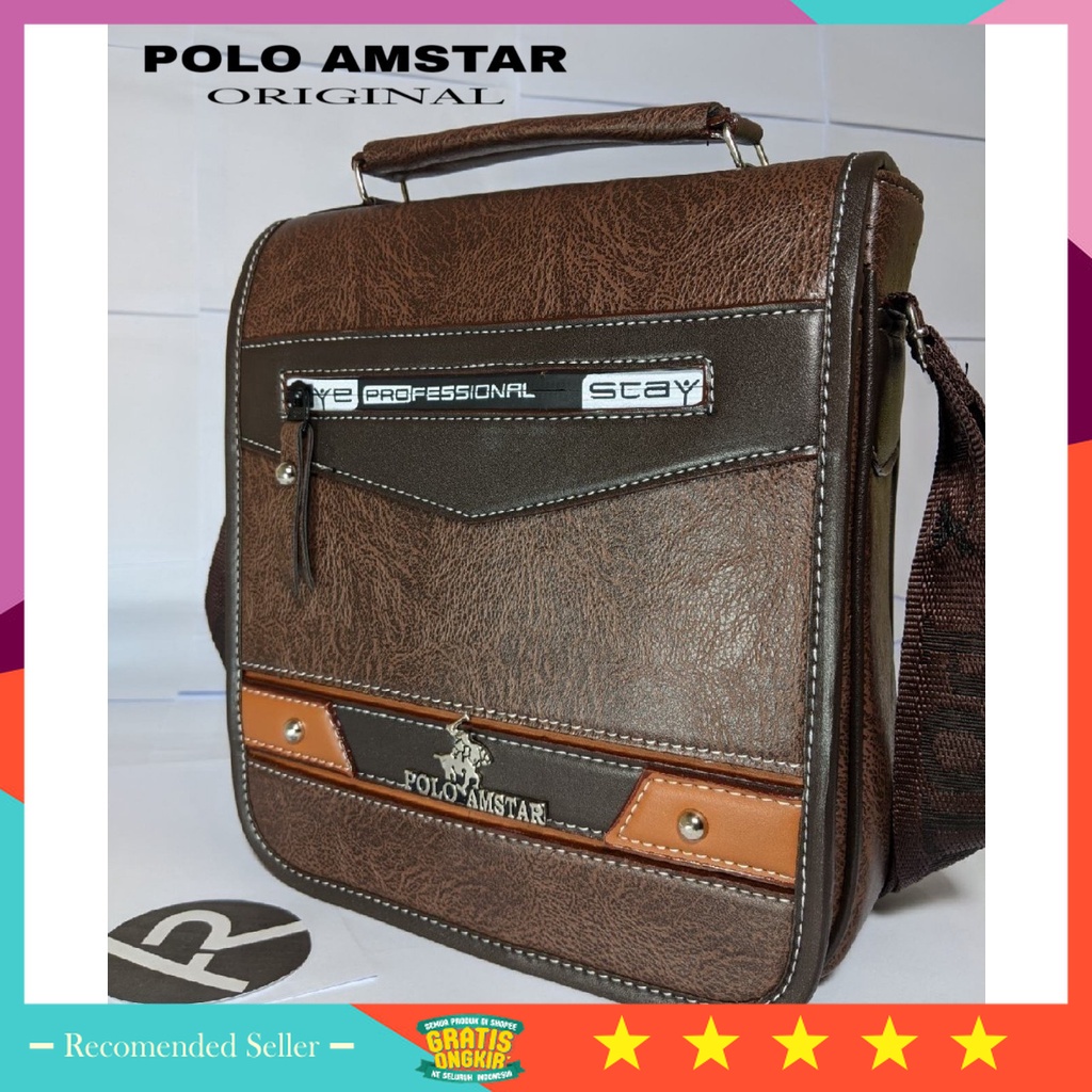 Selempang Murah Bahan Kuat Awet Premium Branded - Tas Selempang Pria POLO AMSTAR Original 10 Inch Ta
