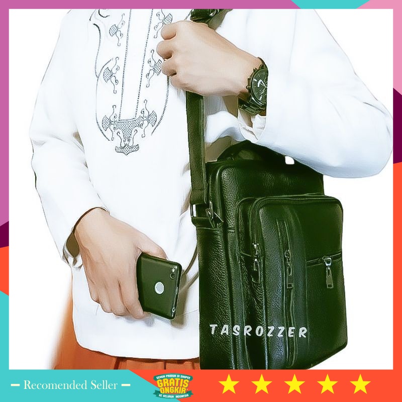 Selempang Murah Bahan Kuat Awet Premium Branded - Tas selempang pria kulit asli 100% original multif
