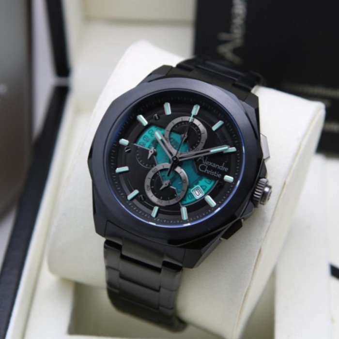Jam Tangan Pria Alexandre Christie AC6645 / AC 6645 Black Green Ori