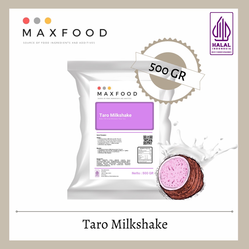 

MAXFOOD - Taro Milkshake / Bubuk Minuman Milkshake Rasa Talas 500 Gram