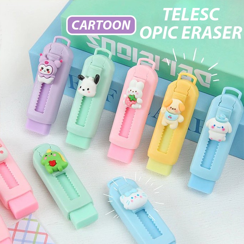 

COD❤️Penghapus Kartun Lucu Sanrio Warna Macaron Telescopic Push And Pull Ujian Siswa 4B