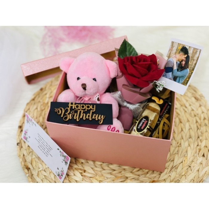 

Kado Ulang Tahun Hadiah Anniversary Hampers Ultah Hampers Lebaran - Montes+HBD, Pita Putih