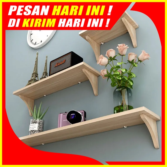 (H101) Rak Kayu Dinding Tempel Rak Gantung Kayu Jati Dinding Rak Penyimpanan Ornamen Dekorasi Dindin