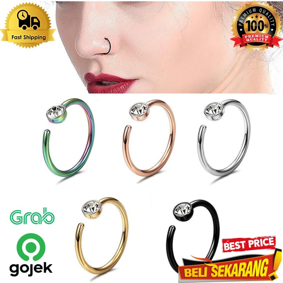 Anting tindik hidung palsu tanpa tindik titanium asli fake septum, / anting wanita / anting hidung /