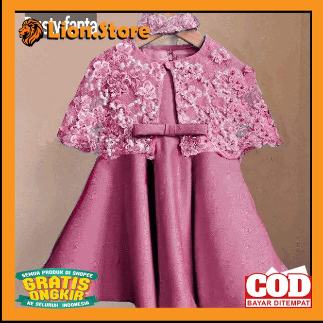 Gaun Pesta Anak Perempuan (GRATIS BANDO ) Baju Bayi Balita Dress Batik Brukat Dres Anak Cewek B KELI