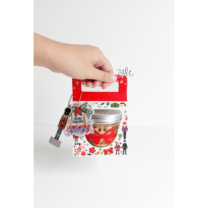 

(BOX CELYN400 NATAL) kotak kue kering toples tabung jar 400ml (isi 10)