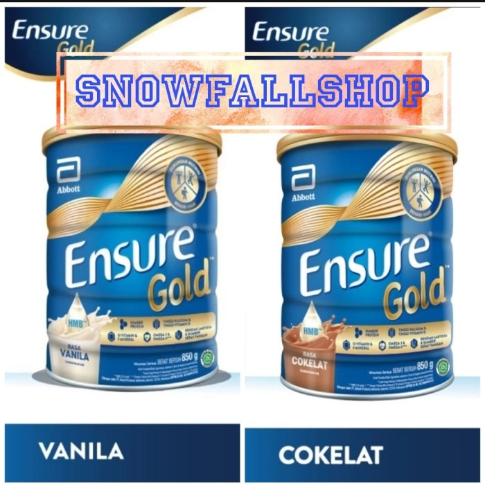 

[Big Sale] Ensure gold vanila HMB 850 g / susu nutrisi dewasa lendah laktosa - Vanila