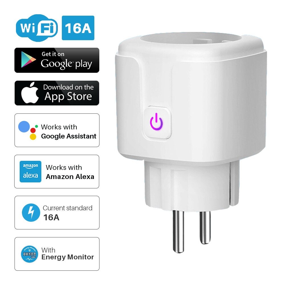 Steker Smart Plug WiFi EU Plug 16A with Monitoring Function - Colokan Steker Wifi Smart Elektronik