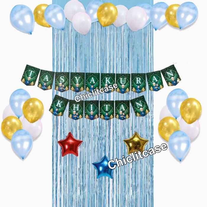 Paket balon tedak siten / dekorasi tasyakuran aqiqah baby - Tasyakuran biru
