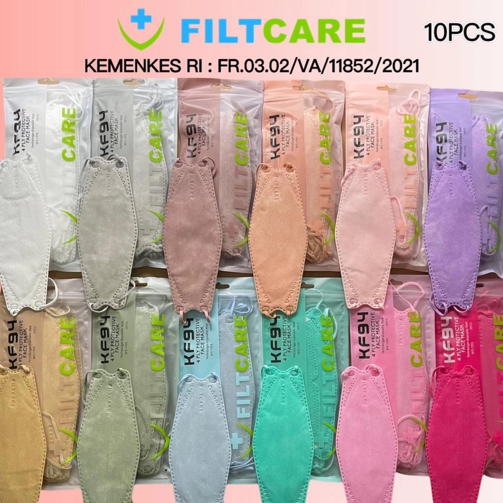 [READY] Masker KF94 Medis 4Ply Korea Evo Warna warni shrimp abu matcha pink lengkap  BFE 98% Surgica