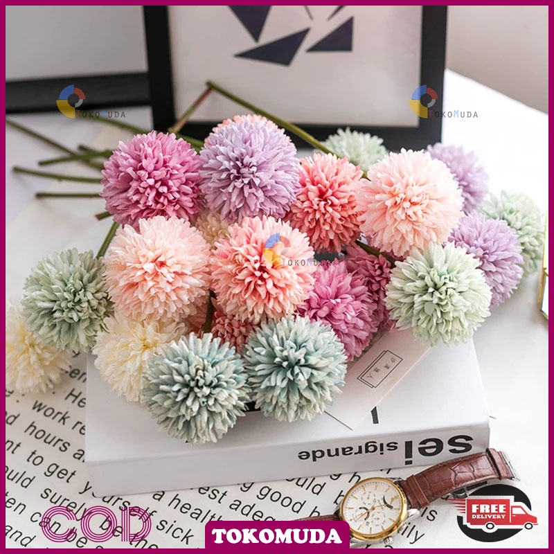 TokoMuda COD Bunga Artificial Flower Snow PomPom Bunga Pingpong Bunga Palsu Bunga Plastik Dekorasi