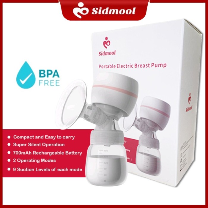 promo ✨ -SIDMOOL Pompa ASI Elektrik Portable Painles Single Breast Pump - Putih